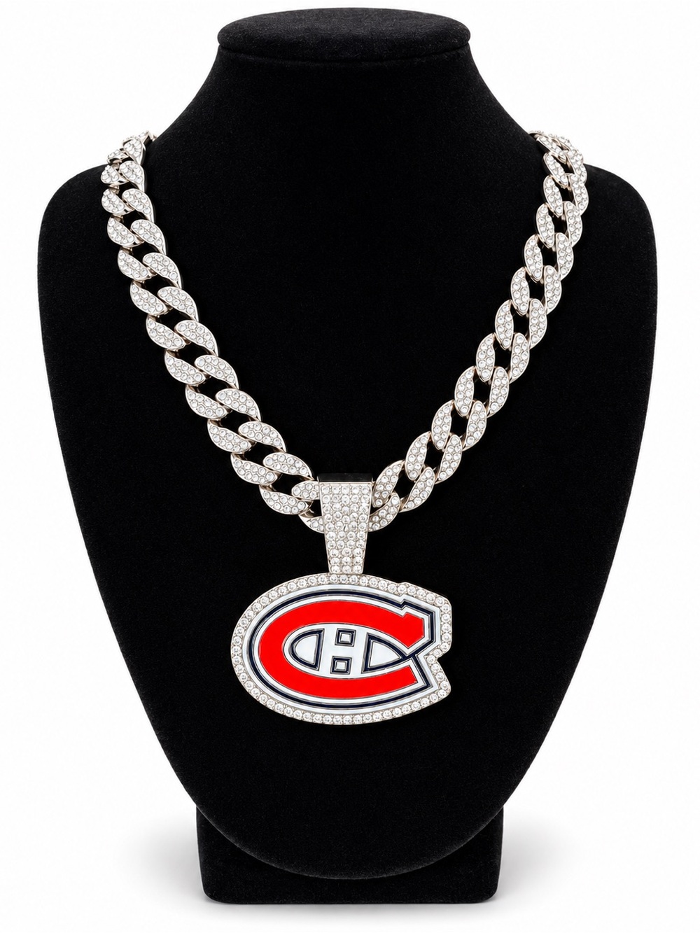 NHL Montreal Canadiens Iced Out Cuban Link Chain Pendant Necklace